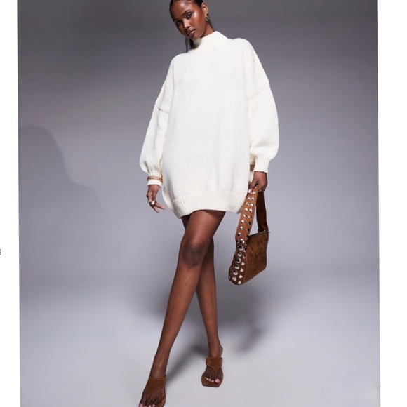 ASOS Gray Oversized Sweater Dress Size 2 - Picture 2 of 15